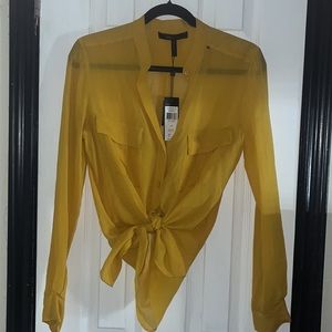 BCBG MAXAZRIA dark mustard yellow button down ⭐️